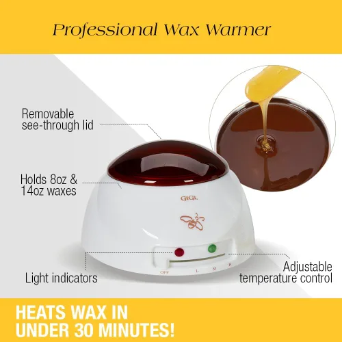 Vista 3 de Gigi, Kit de depilación brasileña, 14 onzas Includes Pot Heater, 14 oz Can, Pre-Oil, Post Wax Care Gel & Wooden Applicator Sticks, Ideal for Face