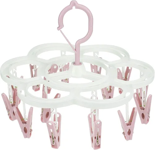 Vista 6 de Perchero de secado de ropa con 16 clips, colgador de goteo para secar ropa interior, ropa de bebé, calcetines, brasier, toalla, pantalones Verde