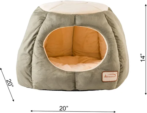 Vista 5 de Armarkat Cama para gatos, verde laurel y beige