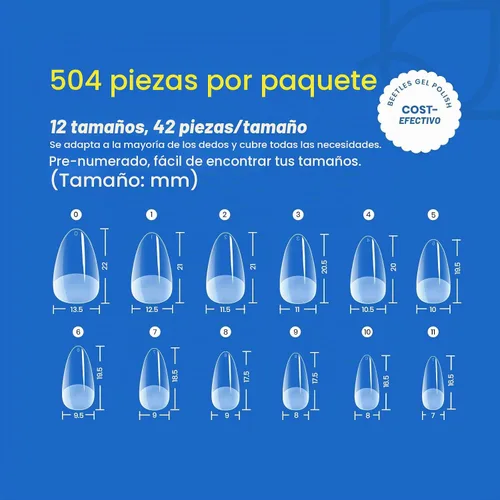Vista 3 de Beetles Gel Nail Tips Easy Nail Extension Etch X Nail Tips 504Pcs