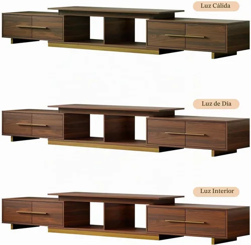 Vista 7 de Soporte de TV extensible, consola de TV moderna para TV de hasta 100 pulgadas, centro de entretenimiento de longitud ajustable, consola multimedia