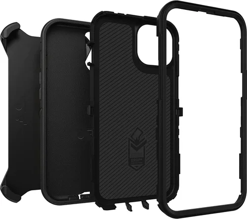 Vista 5 de OtterBox - Carcasa para iPhone 13 Defender Series, color negro Rugged & Durable, with Port Protection, Includes Holster Clip Kickstand