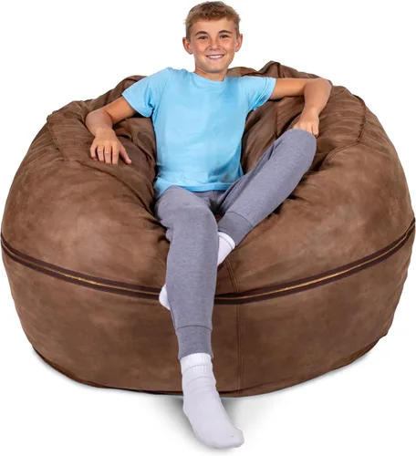 Vista 28 de Big Joe Fuf Silla Puf de Espuma de 5 Pies de Tamaño Extra Grande con Funda Extraíble para Niños, Adolescentes, Adultos, Onyx Lenox, Poliéster Tejido