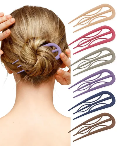 Vista 7 de AWAYTR 6 horquillas de pelo francés, tenedor en forma de U para mujeres Ámbar