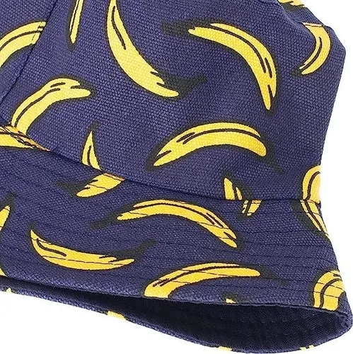Vista 4 de Joylife Sombrero de pescador con estampado de plátano, diseño de fruta, reversible, para verano