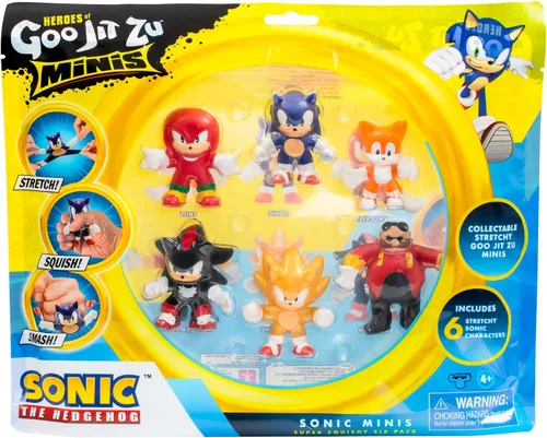 Vista 2 de Heroes of Goo JIT Zu Minis Sonic 6 Pack - Miniaturas Elásticas Coleccionables, 6 Personajes Elásticos de Sonic