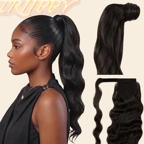 Vista 11 de Extensión de cola de caballo cabello humano rizado birmano pelo #Color natural rizado birmano