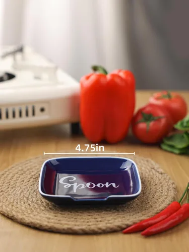 Vista 2 de GDCZ Soporte de cuchara de cerámica para estufa de 4.75 pulgadas, soporte de cuchara grande para encimera de cocina, cuchara moderna para granja
