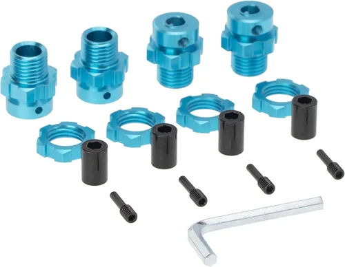 Vista 2 de Bujes de rueda estriados de aluminio de 0.669 in, adaptadores de extensión espaciadores hexagonales amplios y más largos, compatible con 1/10
