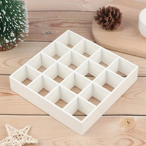 Vista 2 de Casa de muñecas a escala 1:12 en miniatura de madera blanca con 16 rejillas, estante de almacenamiento, exquisito organizador de decoración