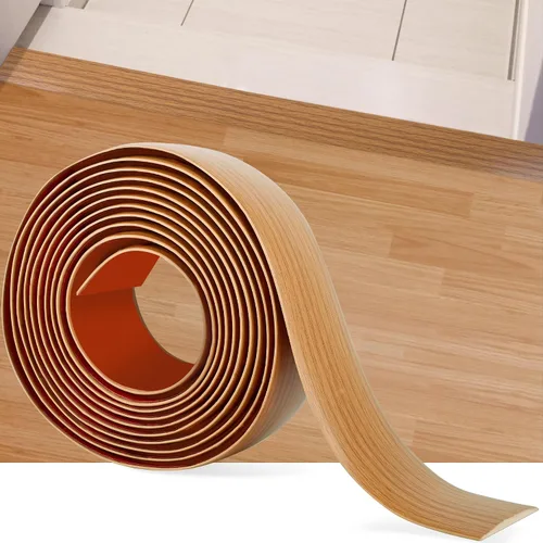 Vista 18 de Tira de transición de piso de 3.3 pies, autoadhesiva, cubierta de vinilo, tira de transición divisora plana, diseño de grano de madera para huecos