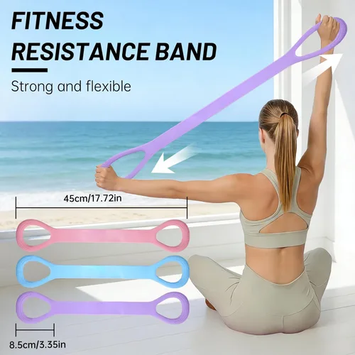Vista 2 de Figura 8 bandas de ejercicio, banda de resistencia de 8 formas, juego de 3 bandas de resistencia para brazos con asas para entrenamiento, brazo