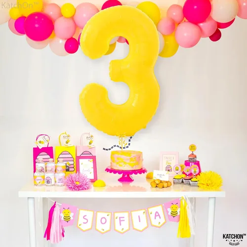 Vista 1166 de KatchOn Globo negro del número 1 de 40 pulgadas, globo de feliz cumpleaños Large Mylar Number One Balloon for 1st Birthday Decorations, Foil