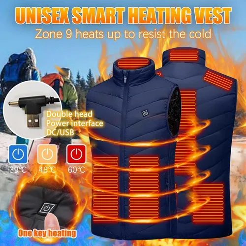 Vista 7 de oelaio Heated Vest for Men Women 2023 Fashion Heated Vest with 9 Heat Zones Electric Vest Winter Warm Jacket with Pocket