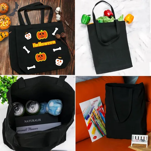 Vista 5 de Bolsas de lona – 2 bolsas reutilizables multiusos – perfectas para comestibles, compras y regalos de bricolaje