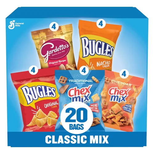 Vista 7 de Cheesy Mix Paquete variado de aperitivos, Chex Mix Cheddar, Bugles Nacho Cheese, Gardetto's Aged Cheddar, 20 unidades, 28.875 oz