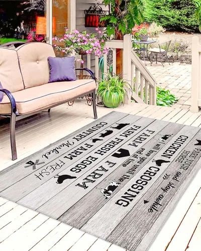 Vista 3 de Outdoor Rugs for Patio 5x8ft,Farm Animal Chicken Pig Cow Horse Indoor Outdoor Area Rug Floor Carpet Washable Camping Mats for Deck Backyard Porch