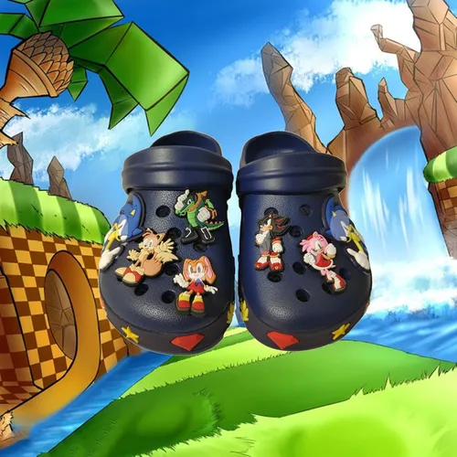 Vista 4 de Zapatos de jardín de dibujos animados de anime para niños pequeños, lindos zuecos sandalias, zapatos de agua para niños y niñas, pantuflas de playa