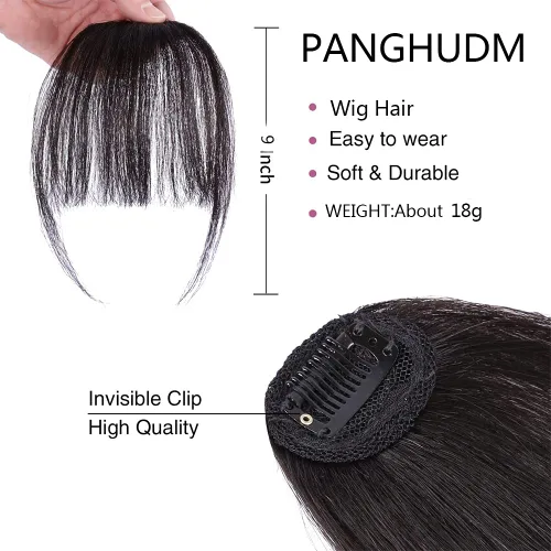 Vista 3 de Extensiones de cabello con clip en la peluca con flequillo, flequillo diagonal intercalado en el flequillo, flequillo de aire adecuado para el uso