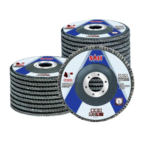 Vista 17 de Sali Paquete de 10 Discos de Aleta Grano 40 de 4.5" x 7/8" Disco de Lijado Tipo Bisel #29 Grado Premium e Industrial Rueda de Amoladora Angular