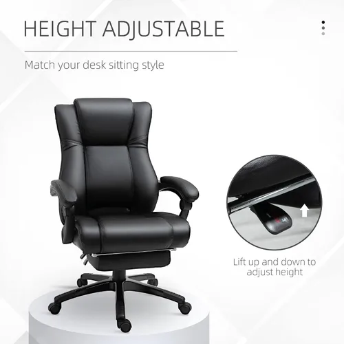 Vista 8 de Executive High Back Office Chair Executive Computer Desk Chair with PU Leather, Adjustable Height and Retractable Footrest, Black