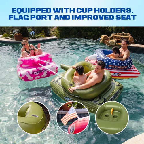 Vista 4 de Flotador inflable de alta calidad para piscina, flotador inflable con cañón de agua que explota agua hasta 50 pies. Flotadores inflables duraderos