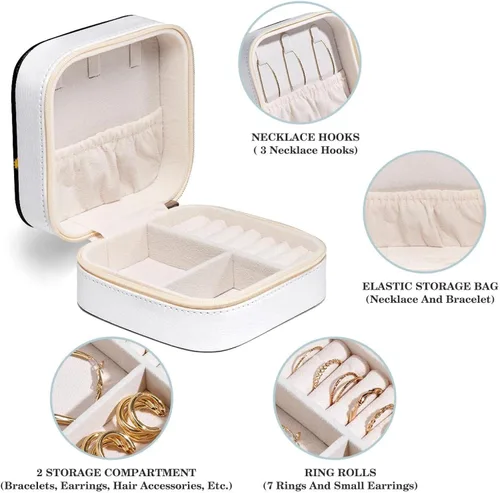 Vista 4 de RODAILYCAY Yes You Can Doodle Jewelry Box for Women GirlsPortable Mini Jewelry Travel Case OrganizerPU Leather Jewellery Storage Holder