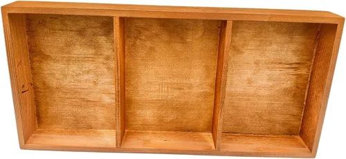 Vista 7 de Bandeja de clasificación de madera, organizador dividido con acabado marrón (3 rejillas)