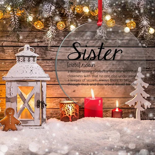 Vista 5 de Definición de hermana sustantivo adorno colgante para árbol de Navidad, definición de hermana, adornos acrílicos para decoraciones de Navidad