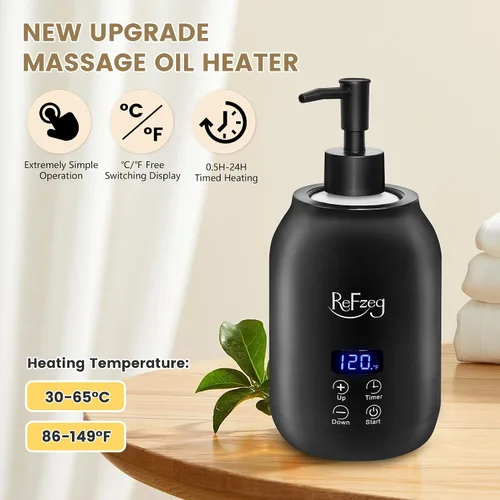 Vista 4 de Calentador de aceite de masaje, calentador digital profesional de loción eléctrica para spa, calentador de aceite portátil, crema calentada