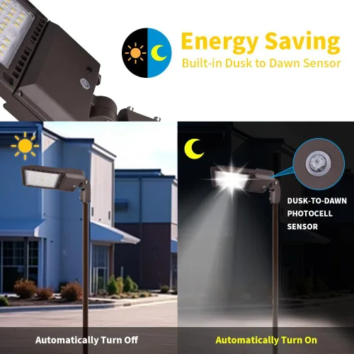Vista 2 de Luz LED de estacionamiento de 300 W, ajustador deslizante ajustable, 39000LM 5000K iluminación exterior con fotocélula del atardecer al amanecer
