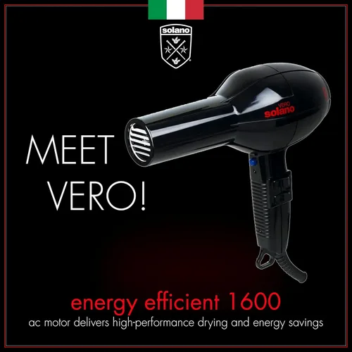 Vista 5 de Solano Vero Ceramic - Secador de pelo iónico, antiencrespamiento, suavidad y brillo, secador de cerámica de alto rendimiento de 1600 W, secador