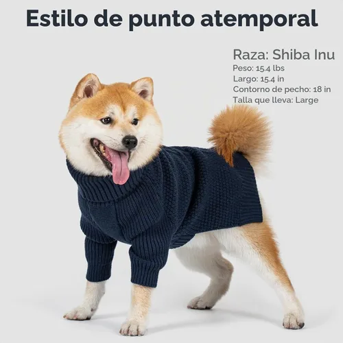 Vista 7 de Cyeollo - Suéter de punto cálido de manga larga para perros pequeños y 1# Azul marino
