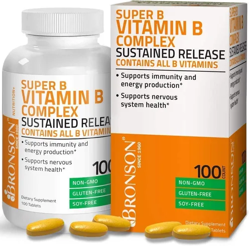 Vista 2 de Bronson Complejo de vitamina B Super B de liberación lenta sostenida + vitamina A 10,000 UI Fórmula premium sin OMG