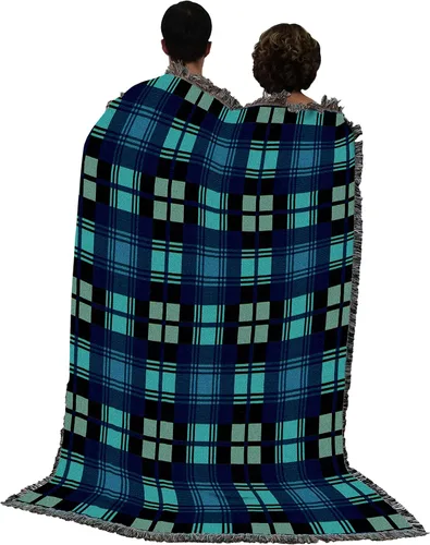 Vista 3 de Pure Country Weavers - Manta a cuadros Black Watch Tartan - Tapicería de regalo tejida con patrones, de algodón - Fabricada en Estados Unidos (72x54)