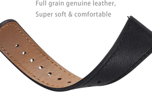 Vista 9 de WFEAGL Correa para Fitbit Versa, correa de cuero de grano superior para reloj inteligente Fitbit Versa Fitness (correa negra + hebilla negra)