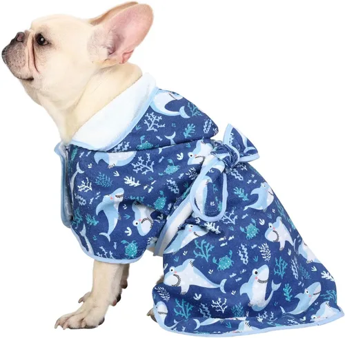 Vista 11 de HDE Bata de baño para perro, súper absorbente, de secado rápido, para cachorros, ajustable, con capucha, para perros tallas S-XXL con patos de goma