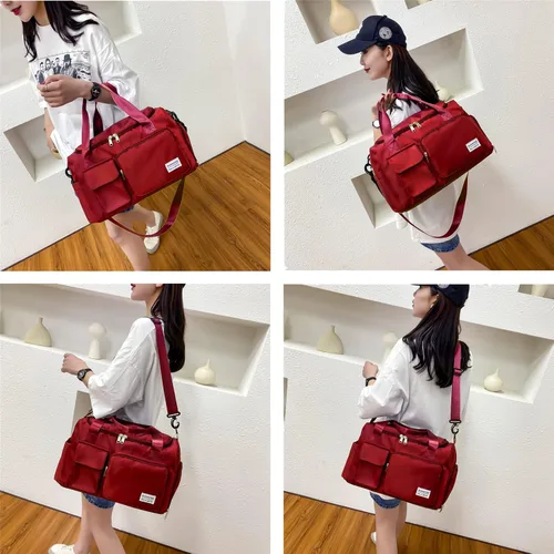 Vista 127 de Pequeña bolsa de gimnasio para mujer, bolsa de viaje con compartimento para zapatos
