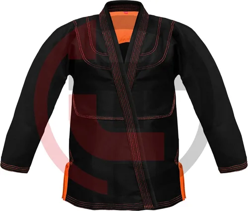 Vista 3 de Bjj Gi Con Puntada Naranja Bjj Gi Jiu Jitsu Kimonos Gi 100% Algodón Perl Tejido 450GSM