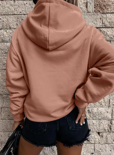 Vista 3 de SHEWIN - Sudadera informal con capucha para mujer, unicolor, ligera y holgada, sin botones, con mangas largas y bolsillo
