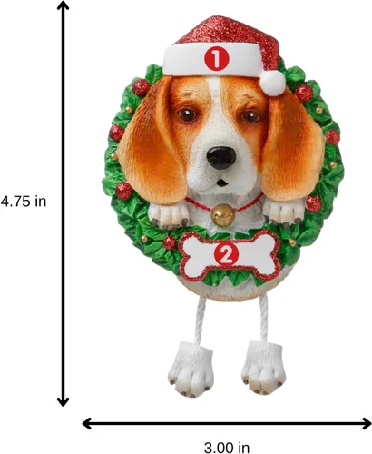Vista 3 de Adornos personalizados para árbol de Navidad 2024 para mascotas – Razas de perros Beagle – Adorno personalizado de Feliz Navidad – Recuerdo