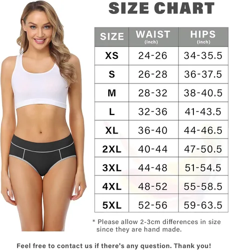 Vista 5 de wirarpa - Ropa interior elástica de algodón para mujer cómodas de media cintura pantaletas transpirables Multipaquete