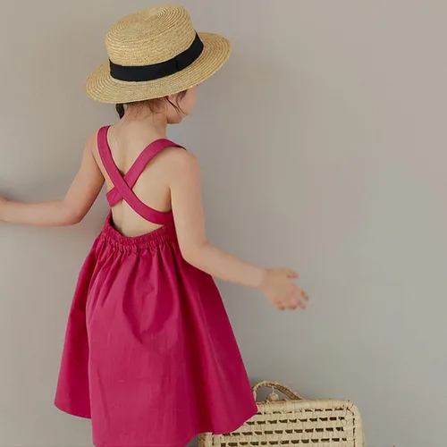 Vista 3 de Vestido camisola casual de color sólido para niños y niñas pequeñas, vestido de princesa para fiesta, vestido de princesa, vestido con bolsillo