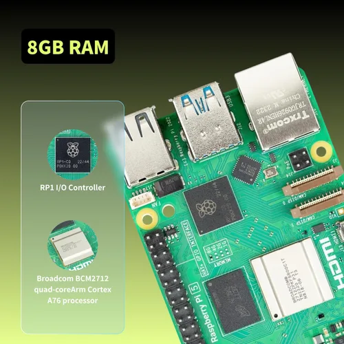 Vista 2 de iRasptek Kit de inicio para Raspberry Pi 5 8GB RAM: incluye placa de 8 GB, adaptador de alimentación USB-C Pi5 de 5.1 V 5 A, carcasa de metal Pi5