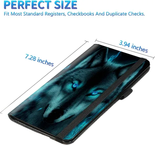 Vista 145 de Funda para chequera para hombres y mujeres, cartera de cuero RFID con ranuras para tarjetas de crédito, soporte de cheques duplicados personales