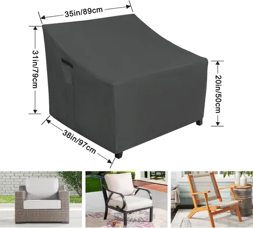 Vista 2 de ABCCANOPY Funda para silla de patio, apilable, impermeable, para exteriores, duradera, resistente a los rayos UV, de poliéster, funda para muebles