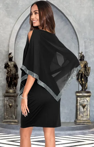 Vista 5 de KOH KOH Minivestido midi elegante para mujer 2025 con capa de cóctel elegante y modesto para dama de honor