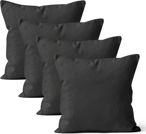 Vista 22 de Encasa XO Juego de 2 fundas de almohada de 12 x 12 pulgadas, color beige, sin rellenos, fundas de almohada de algodón para sala de estar, cama