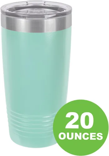 Vista 3 de Taza de café personalizable con texto personalizable y grabado láser de 20 onzas verde azulado