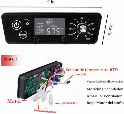Vista 2 de Kit de termostato de tablero de control digital con pantalla LCD para parrilla ahumadora de pellets Pit Boss Austin XL, piezas de repuesto incluyen